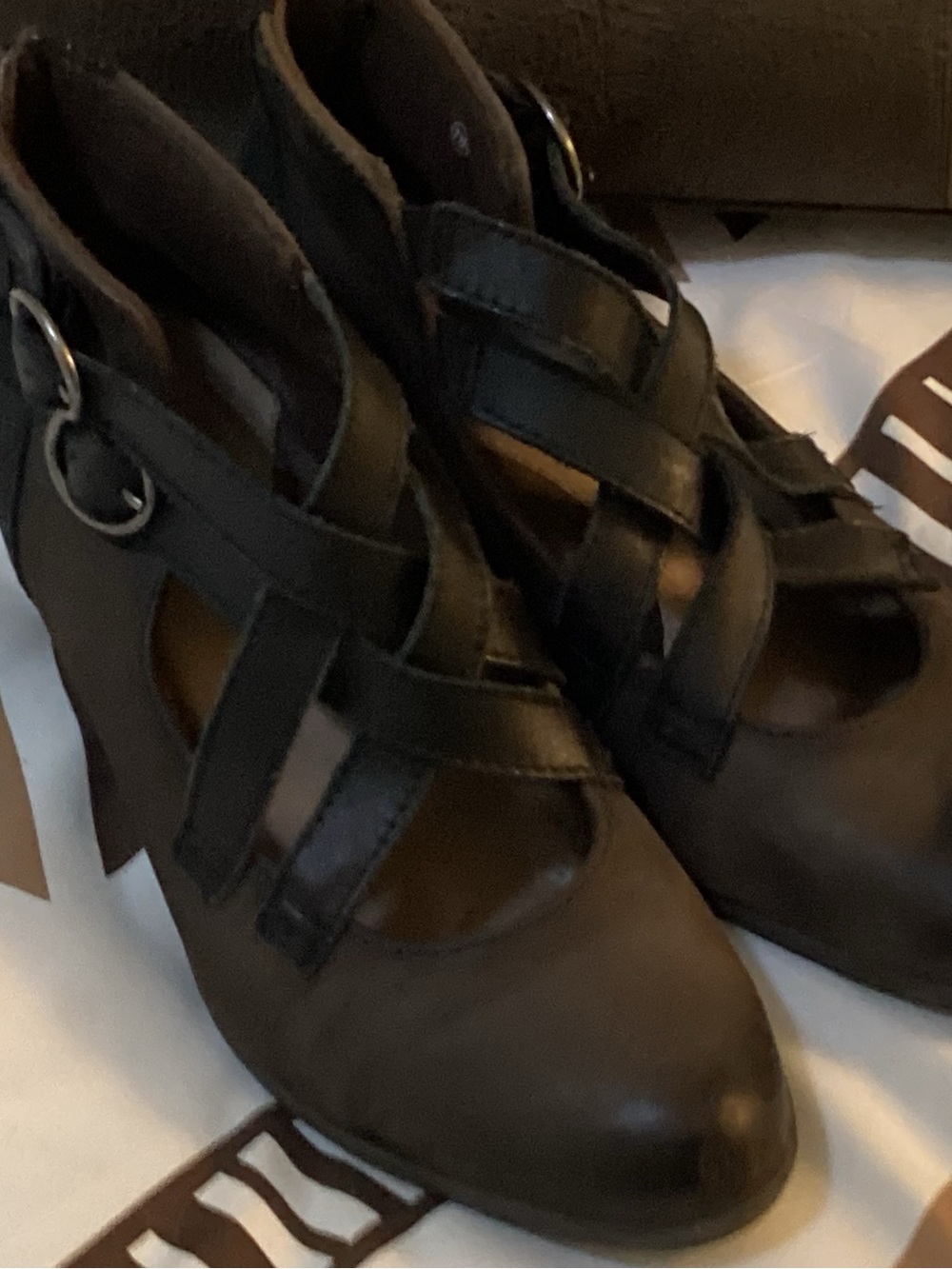Earth Origins Black Strappy Heeled Pumps with Buckle